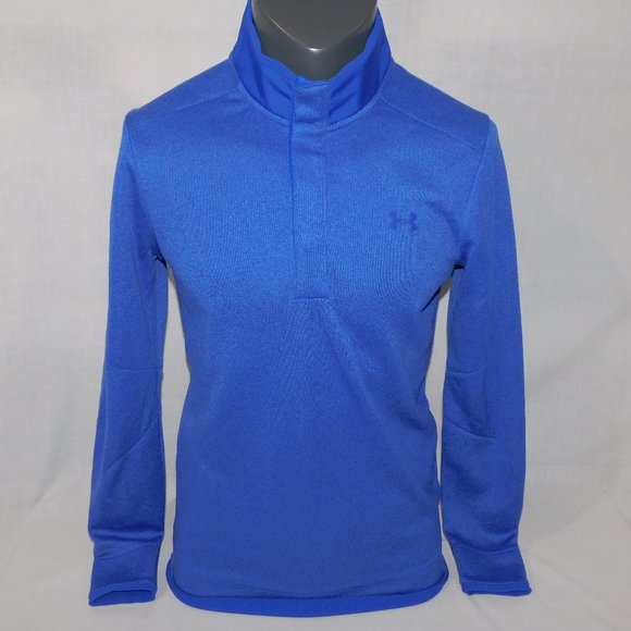 Under Armour Mens S Storm Golf 1/4 Snap Fleece Pullover mock neck Sweater Blue - Picture 1 of 11